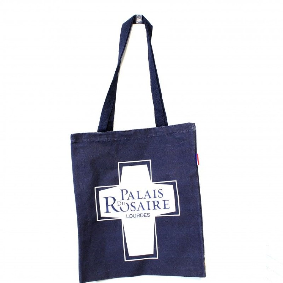 Palais du Rosaire Porte&Feuille | Sac Tissu Bleu Illustre Avec La Basilique De Lourdes