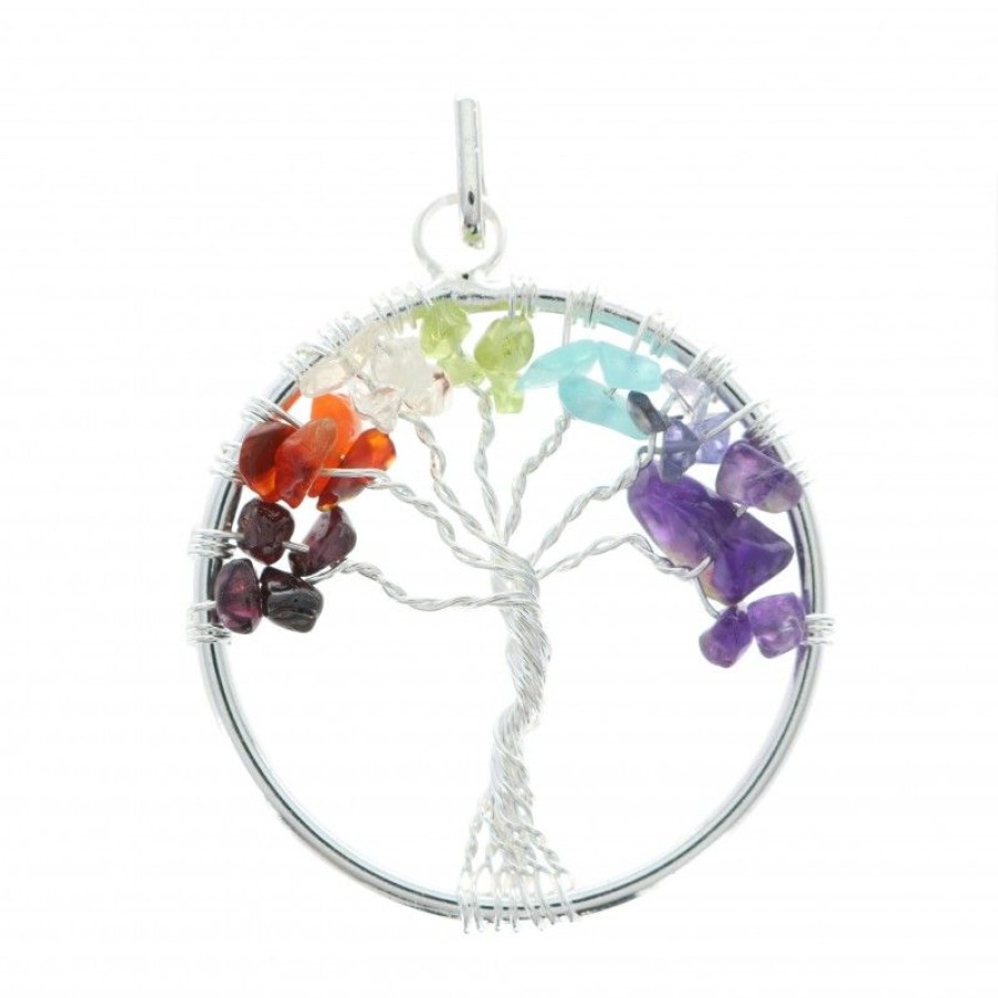 Palais du Rosaire Medaille Et Croix Metal | Pendentif Arbre De Vie Avec Pierres Naturelles