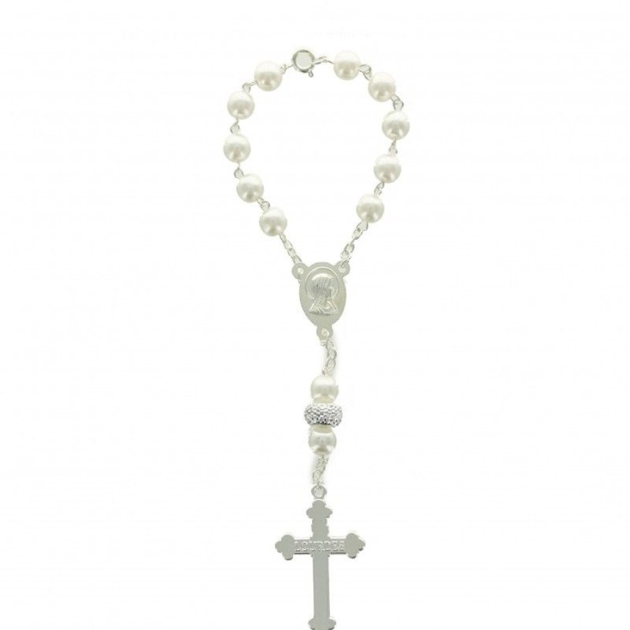 Palais du Rosaire Chapelet Dizainier | Chapelet Dizainier Argente Avec Strass Et Apparition De Lourdes