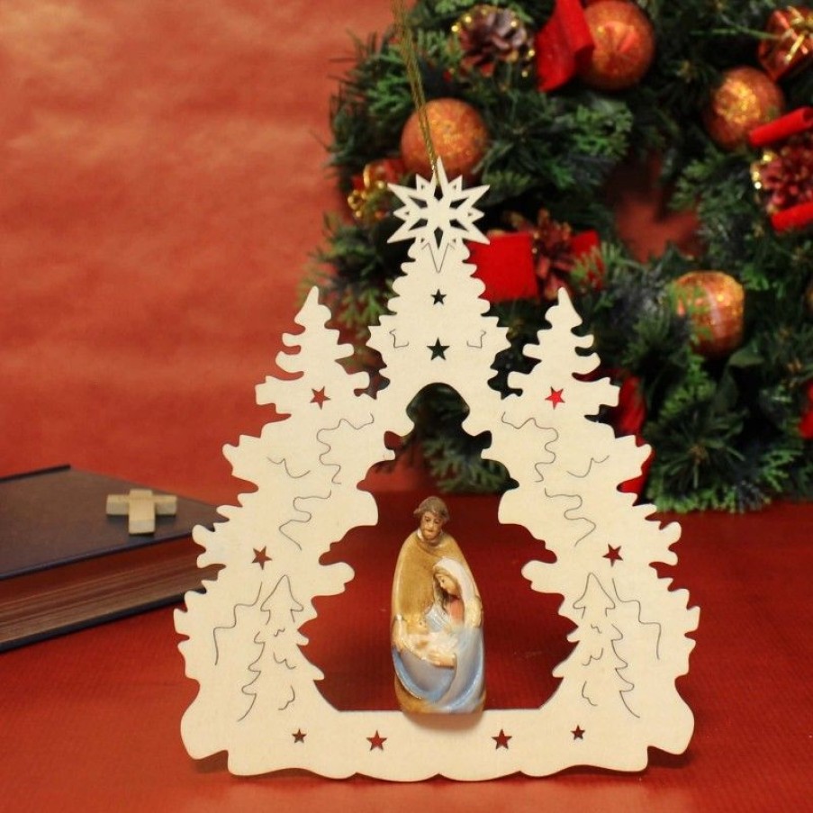 Palais du Rosaire Decoration De Noel | Decoration De Noel Suspendue De La Sainte Famille En Bois De 15Cm