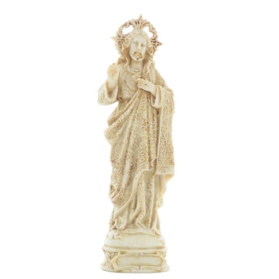 Palais du Rosaire Sacre&Coeur De Jesus | Statue Sacre-Coeur De Jesus En Pierre Et Resine 22Cm