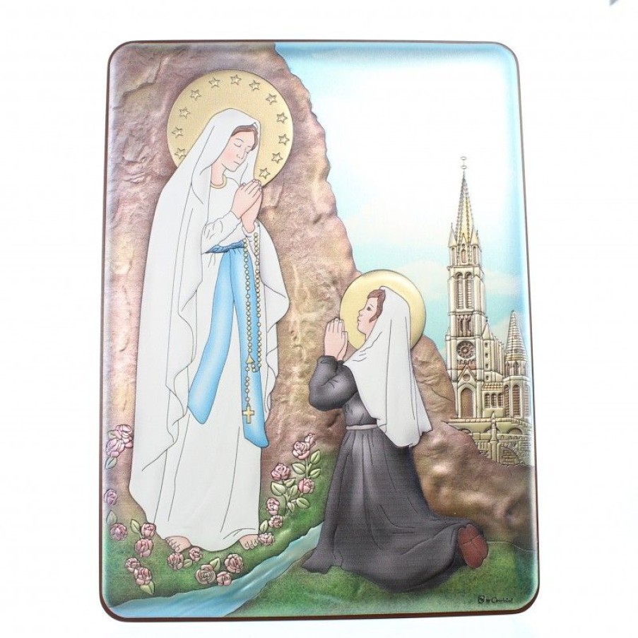 Palais du Rosaire Cadre Religieux | Cadre Apparition De Lourdes En Couleur De 16X21Cm