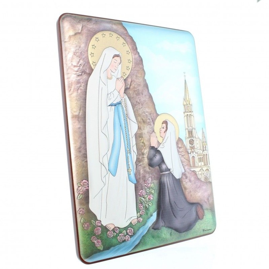Palais du Rosaire Cadre Religieux | Cadre Apparition De Lourdes En Couleur De 16X21Cm