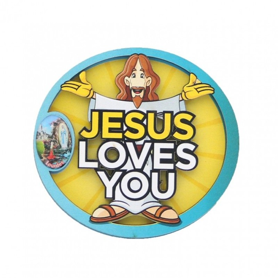 Palais du Rosaire Magnet | Magnet Jesus Loves You Avec Apparition De Lourdes