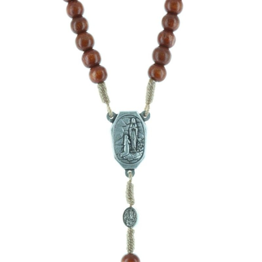 Palais du Rosaire Chapelet Corde | Chapelet A L'Eau De Lourdes En Corde Grains Bois Et Paters Apparition De Lourdes