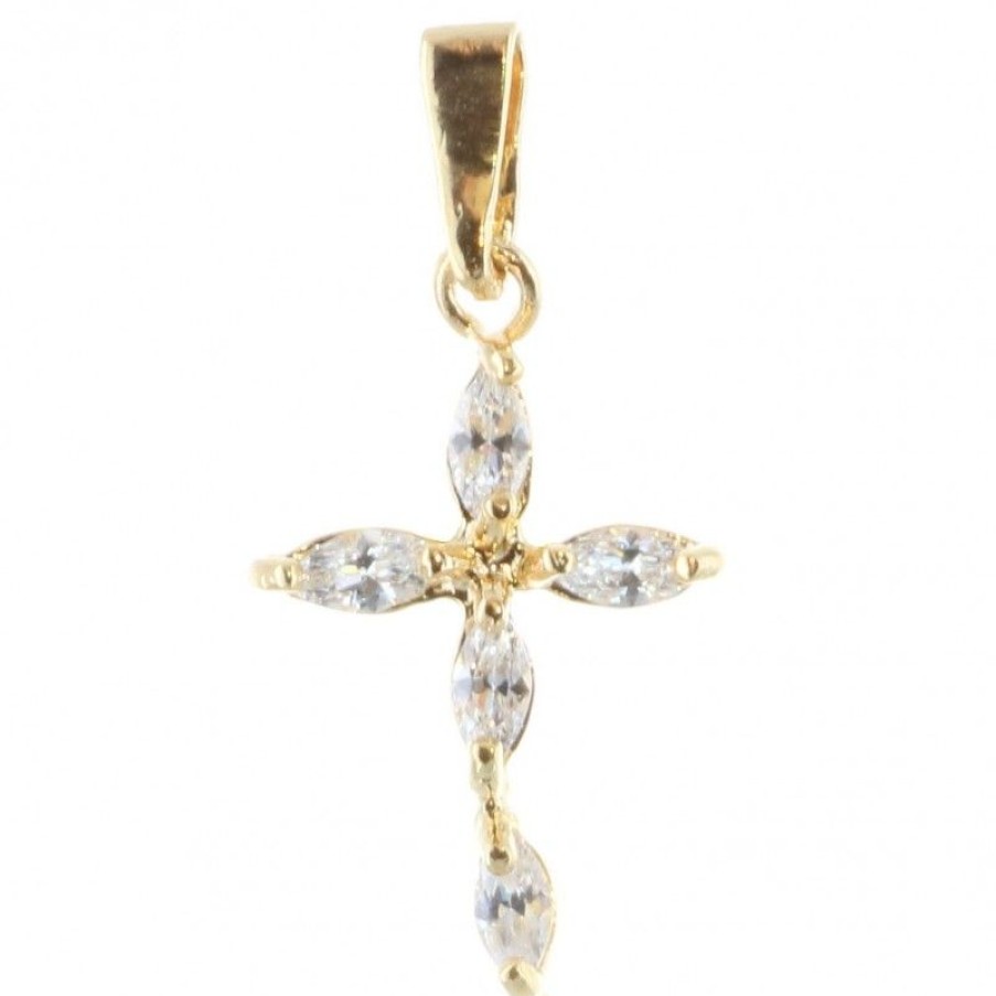 Palais du Rosaire Medaille Et Croix Plaque Or | Pendentif Croix Plaque Or Et Brillants