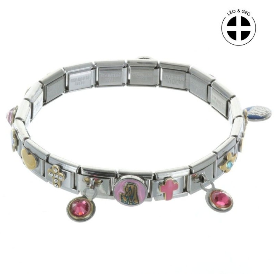 Palais du Rosaire Bracelet Fantaisie | Bracelet Fantaisie Leo&Geo Avec Des Pendentifs Religieux