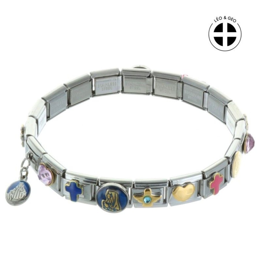 Palais du Rosaire Bracelet Fantaisie | Bracelet Fantaisie Leo&Geo Avec Des Pendentifs Religieux