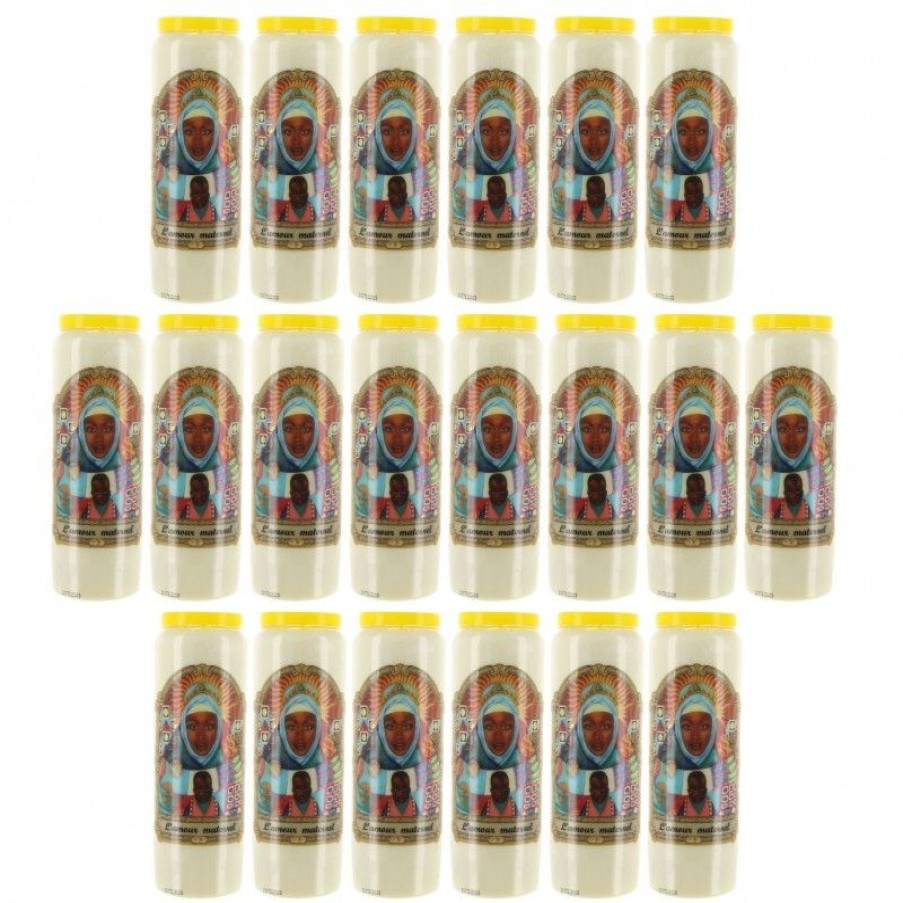Palais du Rosaire Bougie Neuvaine | Lot De 20 Bougies Neuvaine De L'Amour Maternel 17,5 Cm