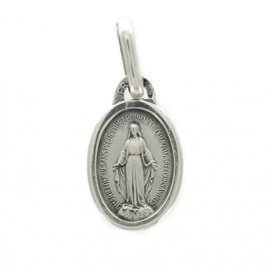 Palais du Rosaire Medaille Et Croix Argent | Medaille Miraculeuse Ovale En Argent 10Mm
