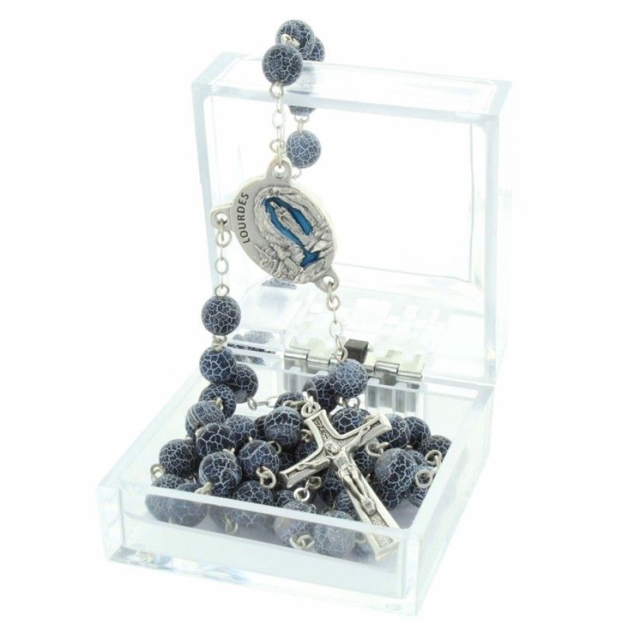 Palais du Rosaire Chapelet Pierre | Chapelet De Lourdes En Pierres D'Agathe Givrees Et Coeur Eau De Lourdes