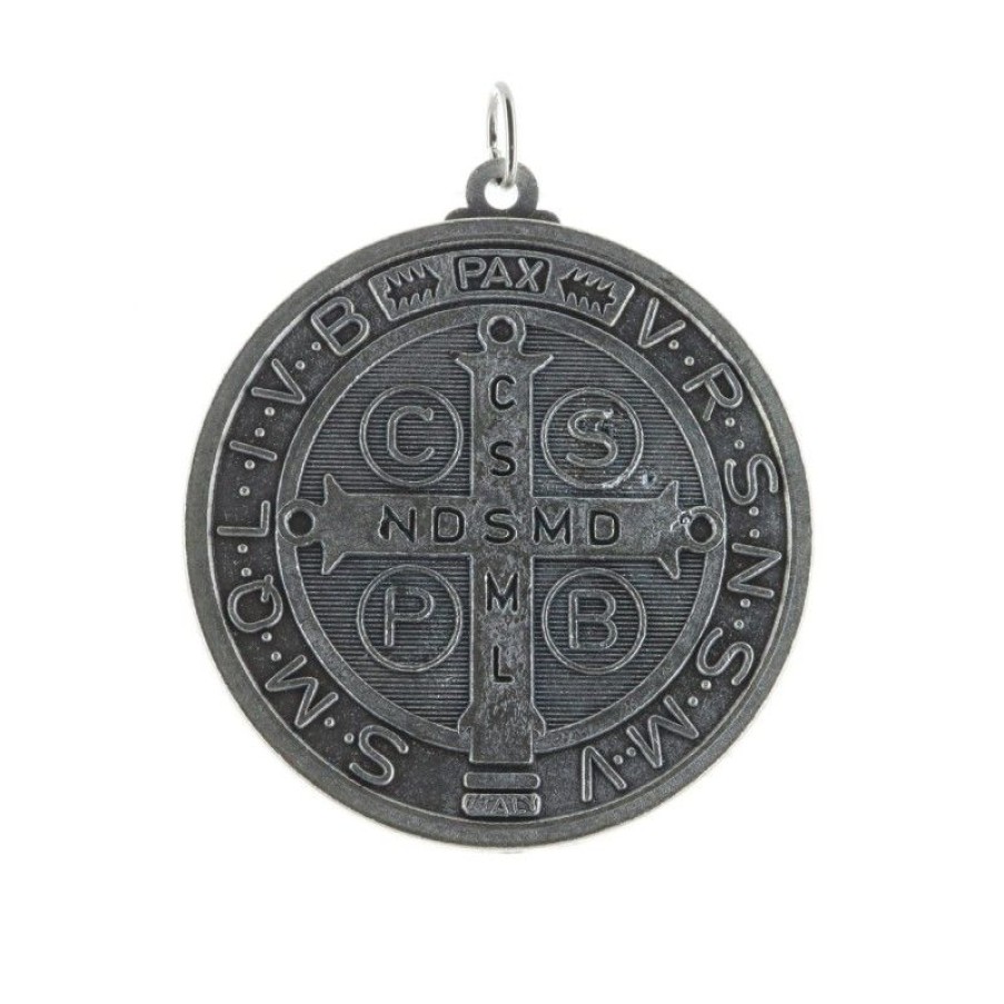 Palais du Rosaire Medaille Murale | Grande Medaille De Saint Benoit En Metal Argente 4,8Cm