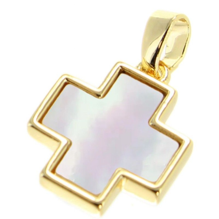 Palais du Rosaire Medaille Et Croix Metal | Croix Carree En Nacre Et Metal Dore De 1.6Cm
