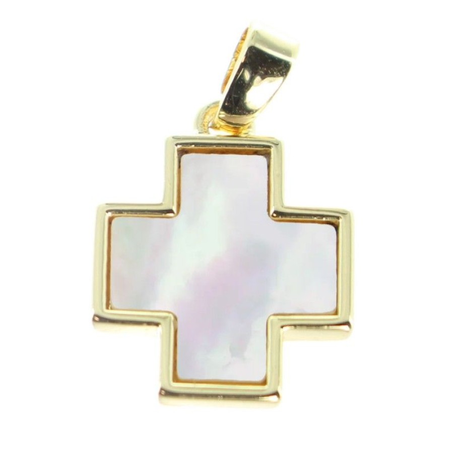 Palais du Rosaire Medaille Et Croix Metal | Croix Carree En Nacre Et Metal Dore De 1.6Cm