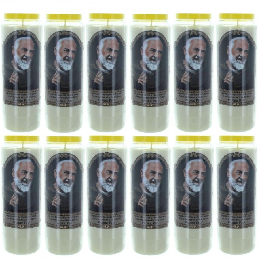 Palais du Rosaire Bougie Neuvaine | Lot De 12 Bougies Neuvaine De Padre Pio 17,5Cm