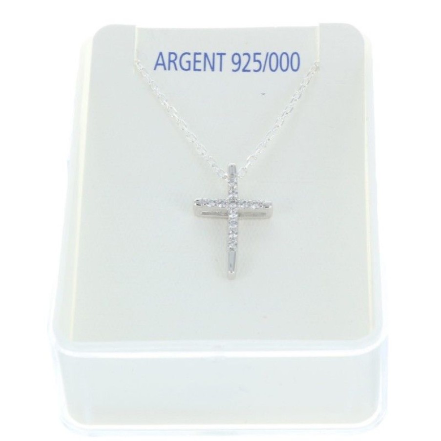 Palais du Rosaire Medaille Et Croix Argent | Parure En Argent, Pendentif Croix A Strass Sur Chaine De 50Cm