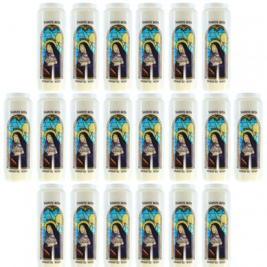 Palais du Rosaire Bougie Neuvaine | Lot De 20 Bougies De Neuvaine De Sainte Rita Avec Prieres