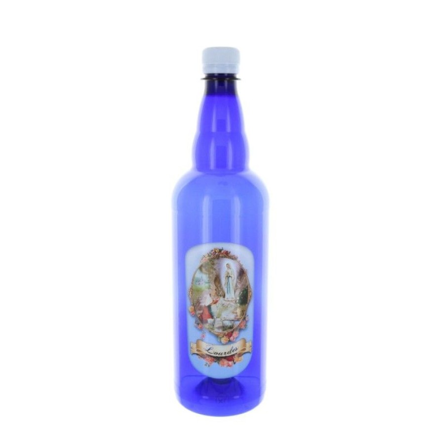 Palais du Rosaire Bouteille Eau De Lourdes | Bouteille Plastique Bleue Apparition De Lourdes Avec 1L D'Eau De Lourdes