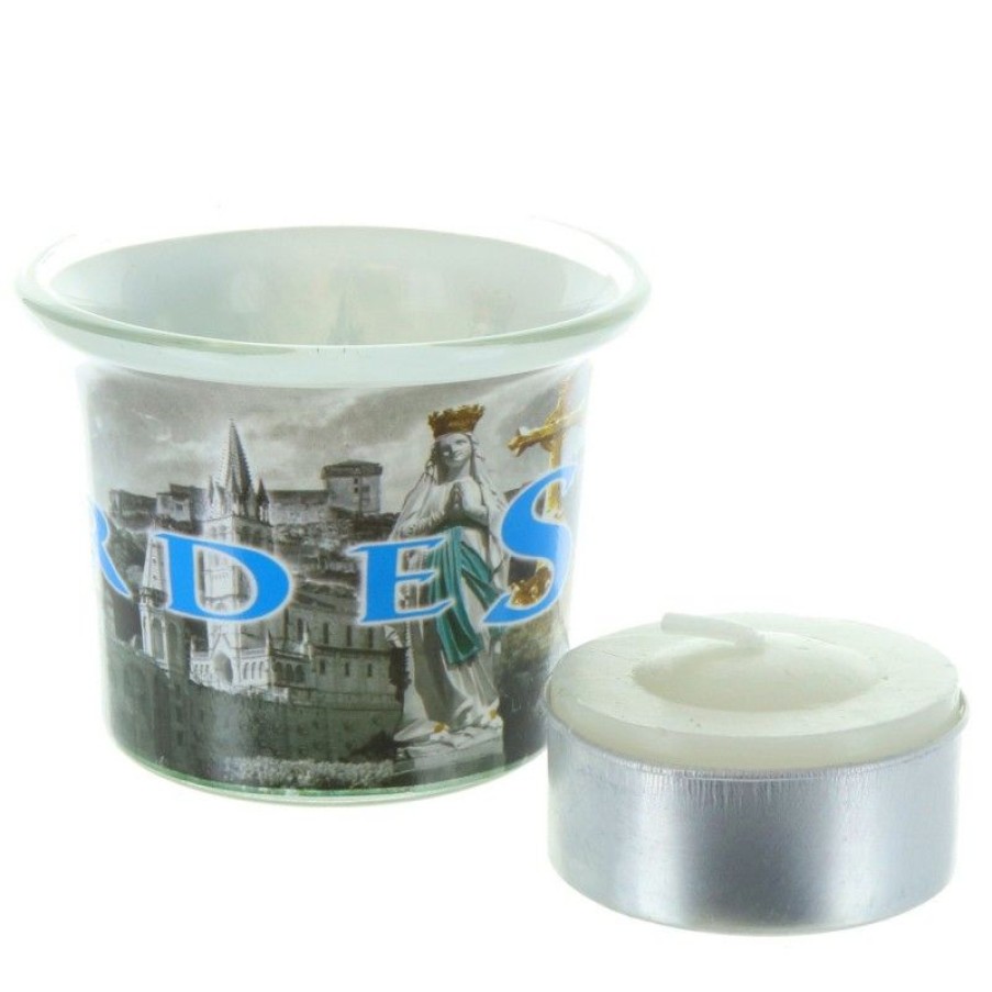 Palais du Rosaire Bougeoir | Bougie Votive Avec Un Bougeoir Decore Lourdes 4Cm