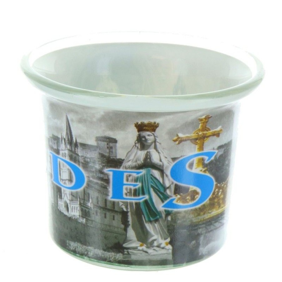 Palais du Rosaire Bougeoir | Bougie Votive Avec Un Bougeoir Decore Lourdes 4Cm