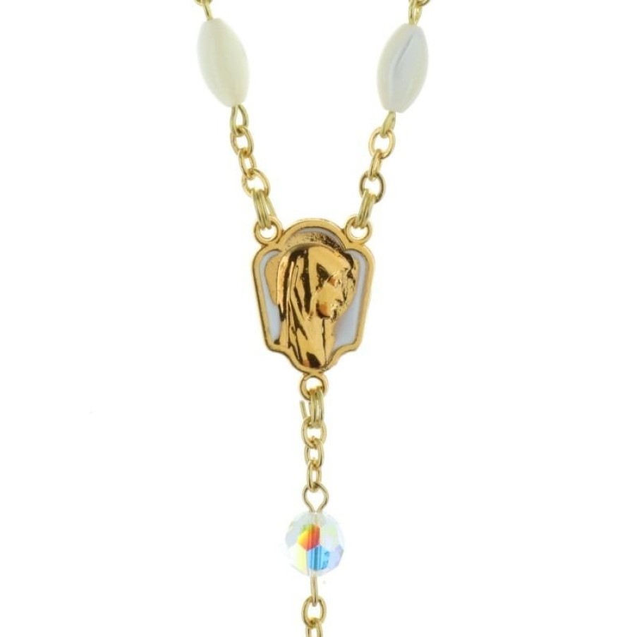 Palais du Rosaire Chapelet Cristal | Chapelet De Lourdes En Nacre Avec Des Paters En Cristal Swarovski