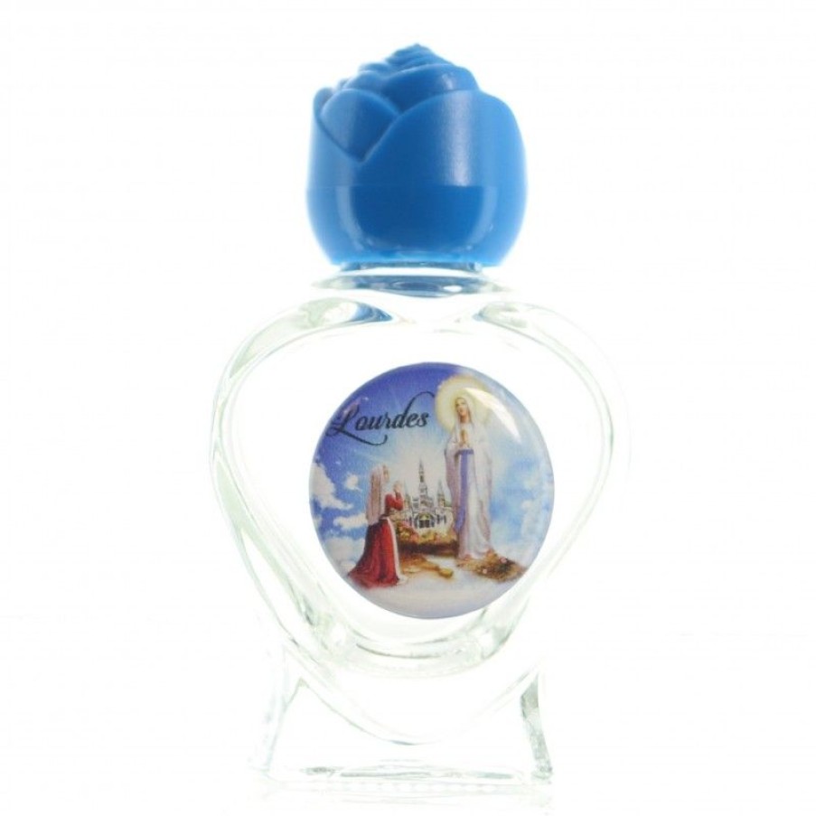 Palais du Rosaire Flacon Eau De Lourdes | Flacon Verre En Coeur Apparition De Lourdes Avec 20 Ml D'Eau De Lourdes