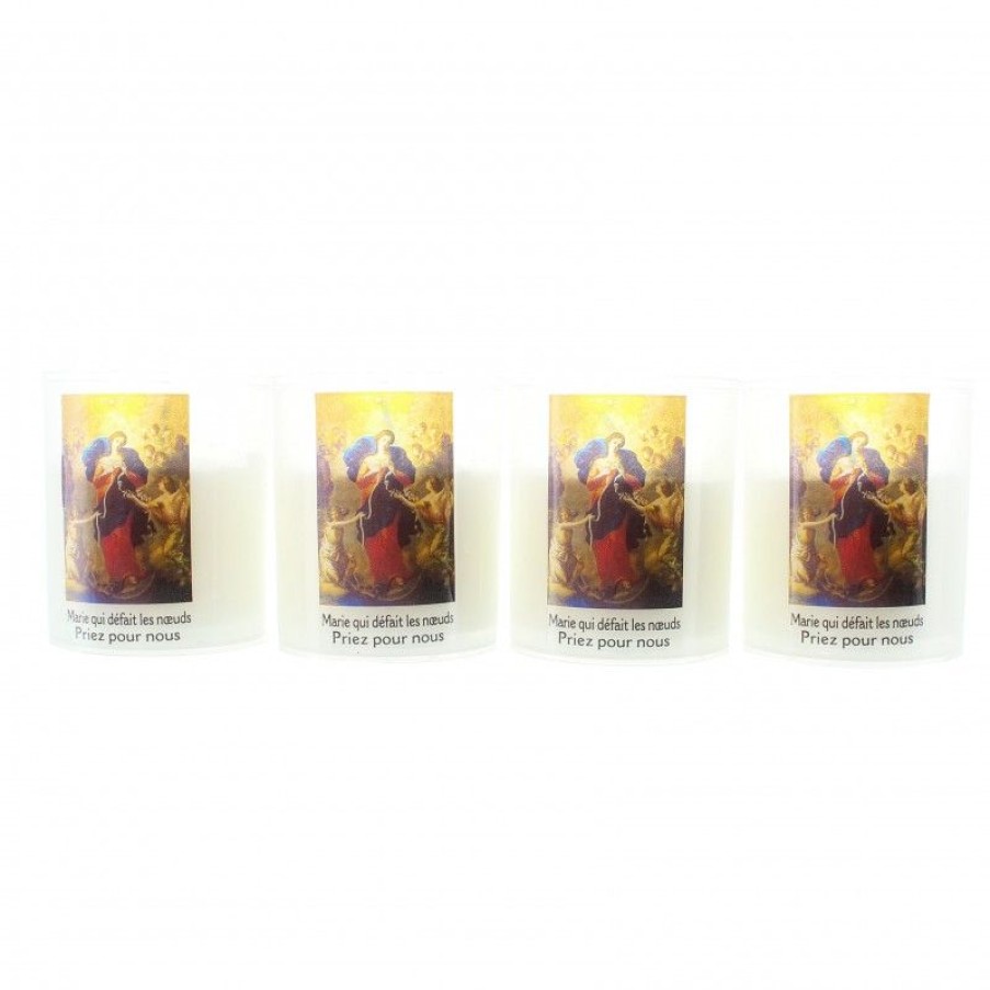 Palais du Rosaire Bougie Votive | 4 Bougies Votive De Marie Qui Defait Les Noeuds 6Cm 20H