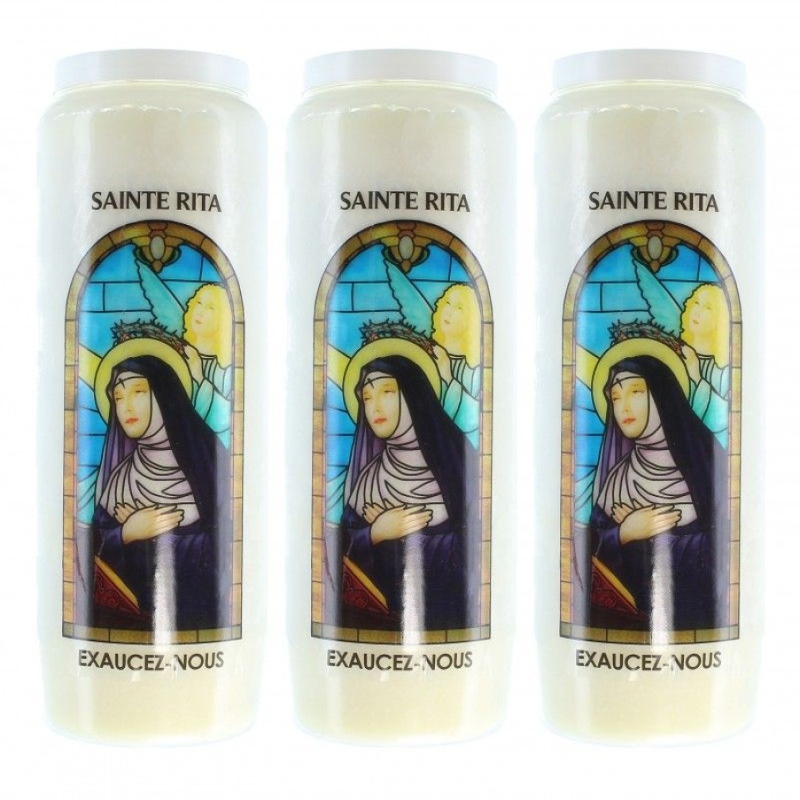 Palais du Rosaire Bougie Neuvaine | Lot De 3 Bougies De Neuvaine De Sainte Rita Avec Prieres