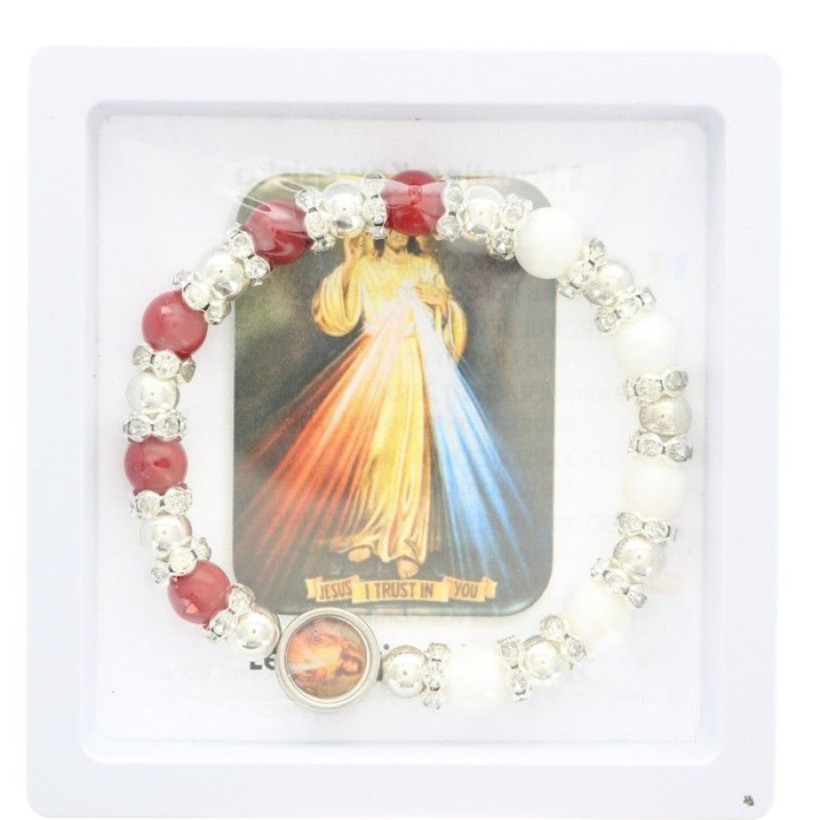 Palais du Rosaire Bracelet Fantaisie | Bracelet Du Christ Misericordieux En Pierres Semi-Precieuses