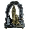 Palais du Rosaire Plaque Funeraire | Plaque Funeraire En Granit En Forme De Grotte Avec La Vierge En Bronze 33X44Cm