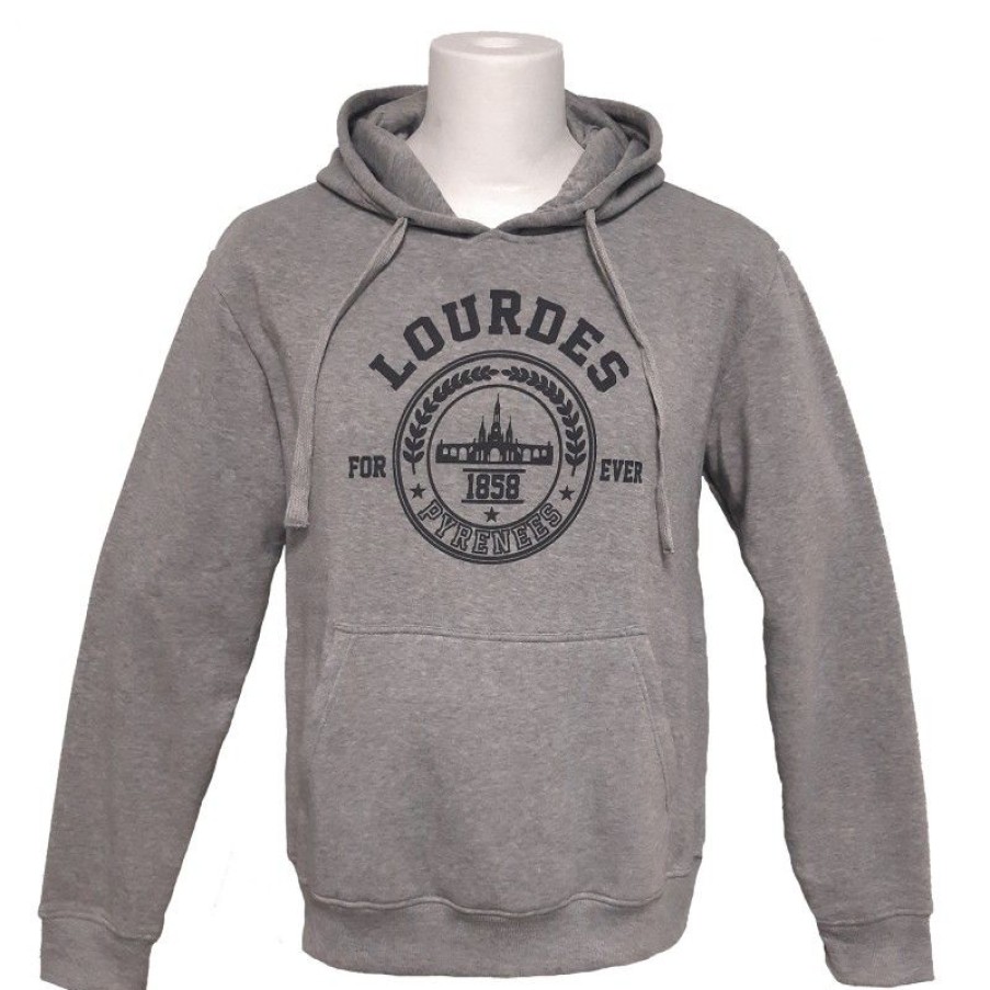 Palais du Rosaire Vetement | Sweat-Shirt Unie Gris Lourdes Forever