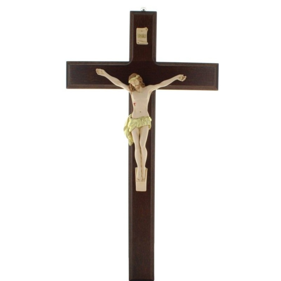 Palais du Rosaire Crucifix Bois | Crucifix En Bois Avec Le Christ Realiste 50Cm