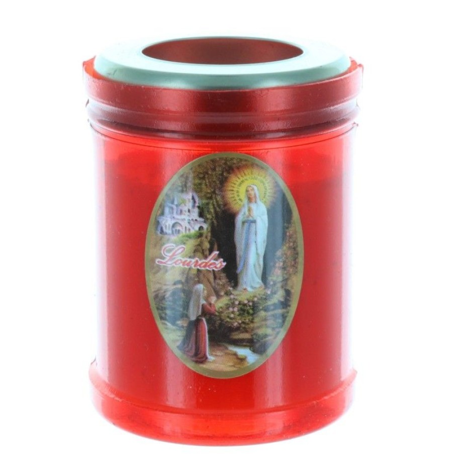 Palais du Rosaire Bougie Votive | Bougie Votive Apparition De Lourdes 8 Cm Rouge