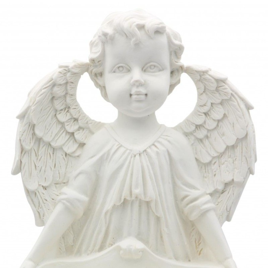 Palais du Rosaire Benitier | Benitier En Albatre Avec Un Ange Et Des Ailes De 14Cm