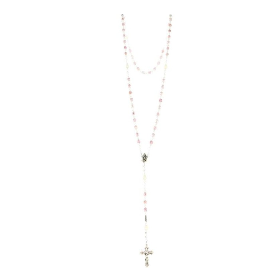 Palais du Rosaire Chapelet Cristal | Chapelet De L'Apparition De Lourdes Avec Grains En Cristal Et En Nacre