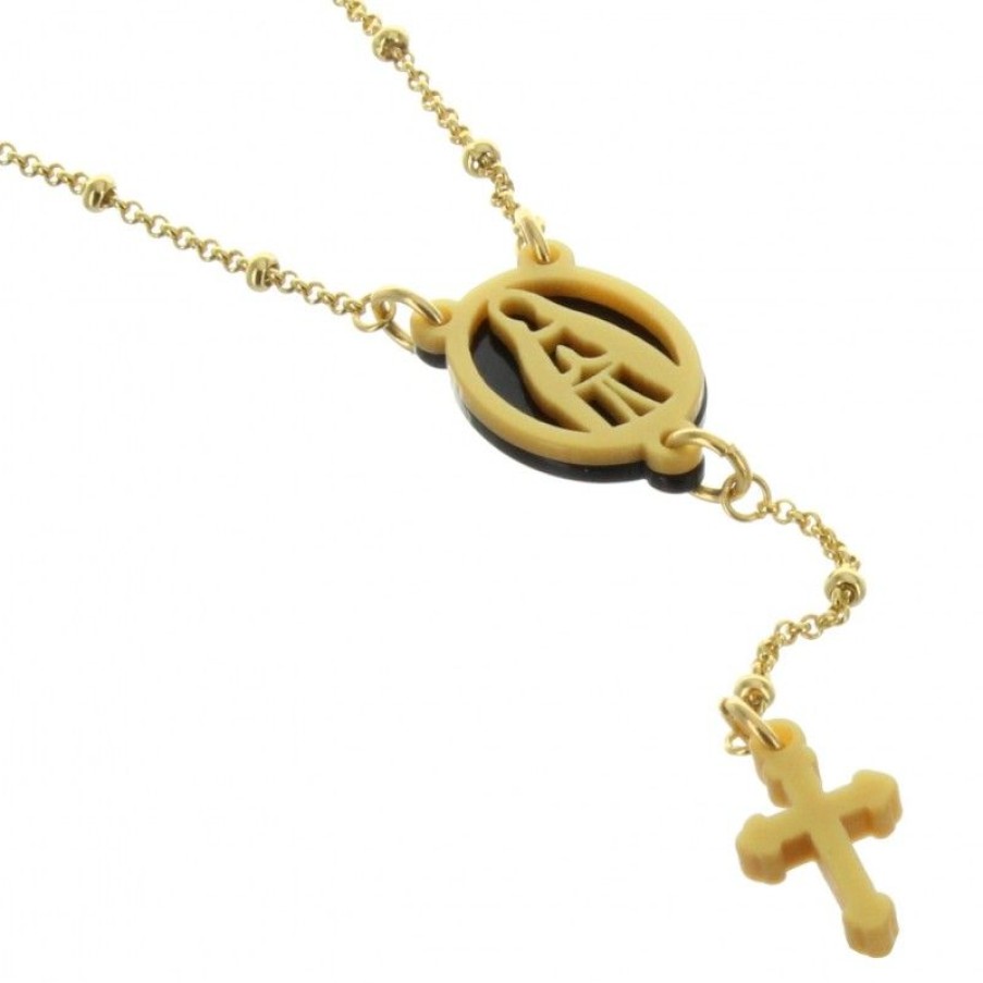 Palais du Rosaire Collier Fantaisie | Collier Chapelet Avec Un Coeur De Notre Dame De Lourdes