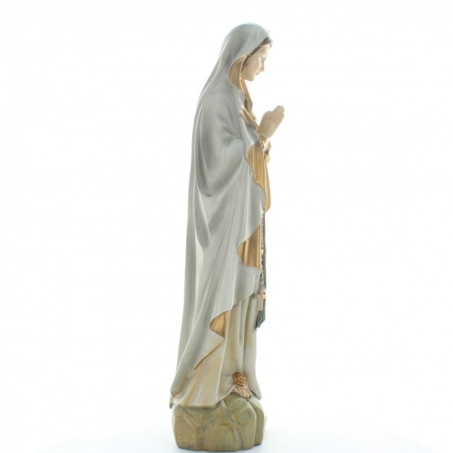 Palais du Rosaire Statue De Notre Dame De Lourdes | Statue Notre Dame De Lourdes Patinee Avec Mateau Or En Resine 40 Cm