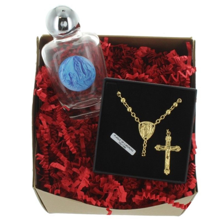 Palais du Rosaire Chapelet Plaque Or | Coffret Cadeau Religieux De Noel, Mon Precieux Chapelet De Lourdes