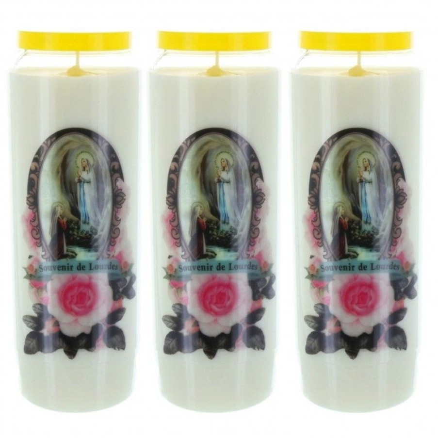 Palais du Rosaire Bougie Neuvaine | Lot De 3 Bougies De Neuvaine Apparition De Lourdes 17,5 Cm