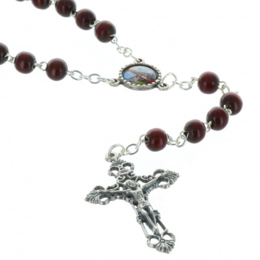 Palais du Rosaire Chapelet Bois | Chapelet De Lourdes En Bois Et Coeur Apparition De Lourdes Coloree