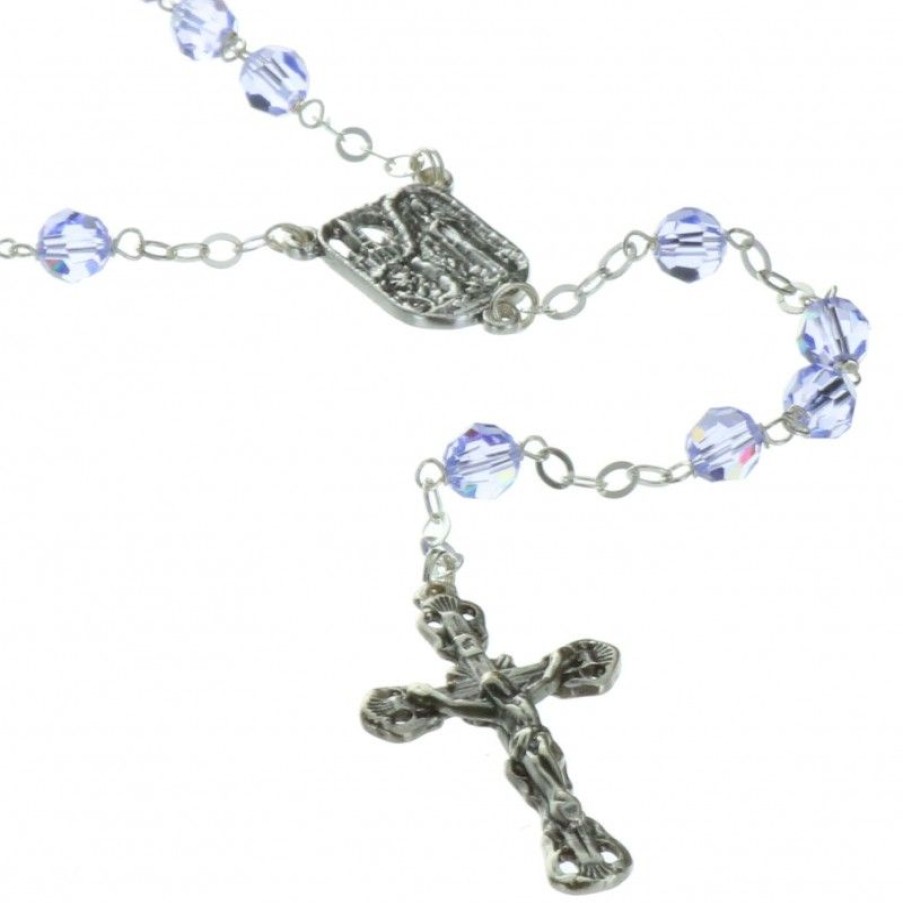 Palais du Rosaire Chapelet Argent | Chapelet De Lourdes En Argent Avec Des Grains De 6Mm En Cristal Swarovski