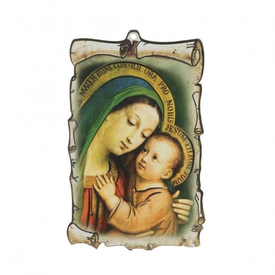 Palais du Rosaire Cadre Religieux | Cadre En Bois De La Vierge Du Bon Conseil 10X15Cm