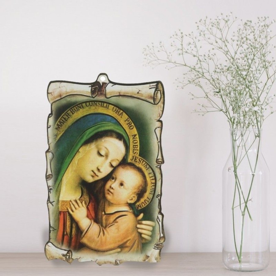 Palais du Rosaire Cadre Religieux | Cadre En Bois De La Vierge Du Bon Conseil 10X15Cm