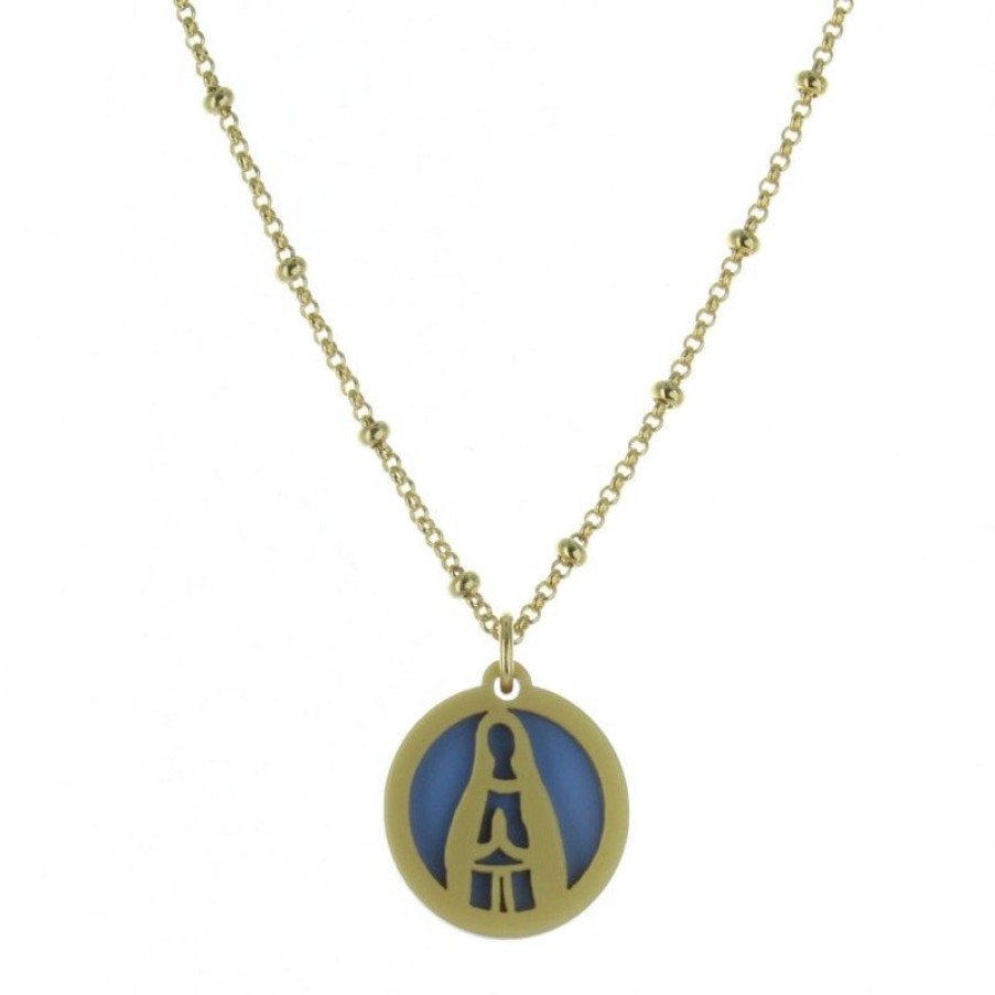 Palais du Rosaire Collier Fantaisie | Collier Religieux Avec Un Medaillon Moderne De Notre Dame De Lourdes
