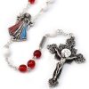 Palais du Rosaire Chapelet Verre | Chapelet De Jesus Misericordieux En Verre Rouge Et Blanc