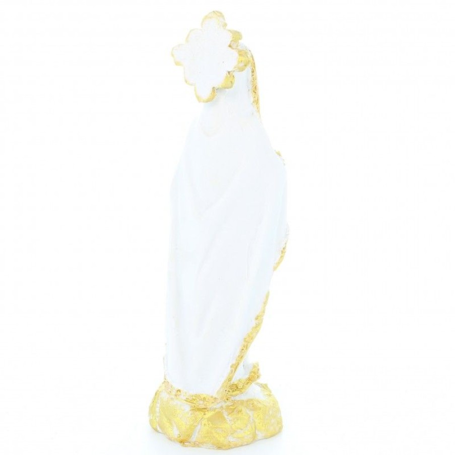Palais du Rosaire Statue De Notre Dame De Lourdes | Statue De Notre Dame De Lourdes Blanche A Paillettes Dorees De 12Cm