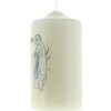 Palais du Rosaire Bougie Decorative | Bougie Ivoire De L'Apparition De Lourdes Blanc Et Bleu 15Cm