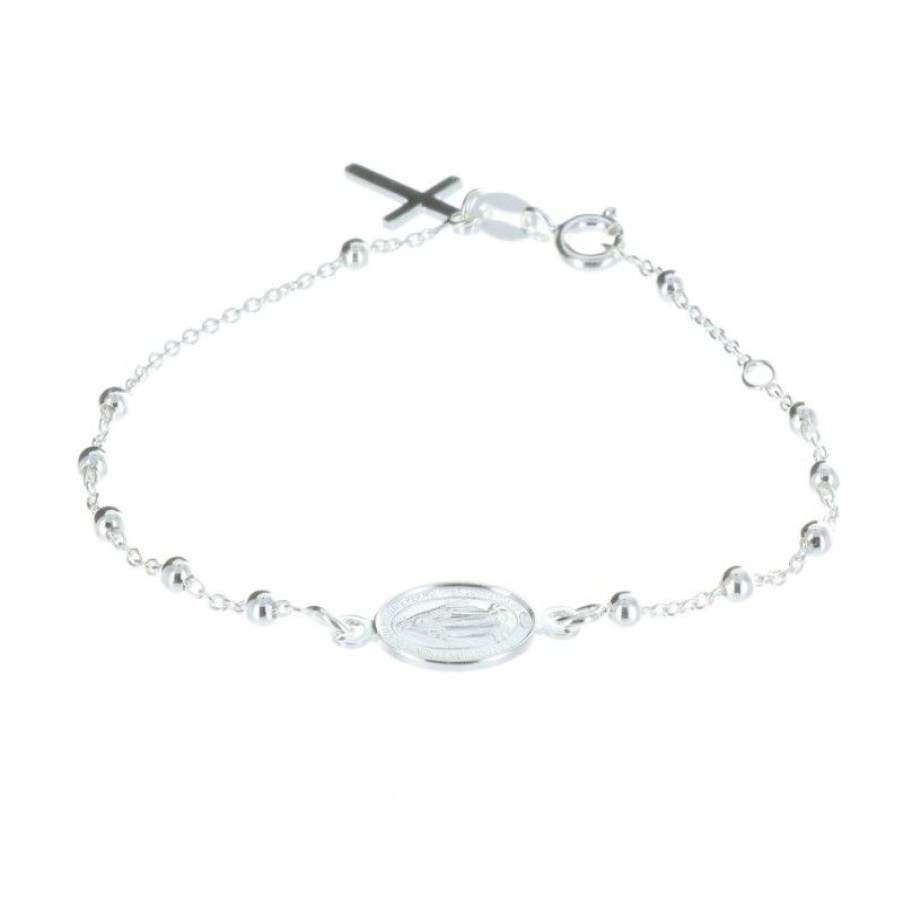 Palais du Rosaire Bracelet Argent | Bracelet Dizainier En Argent Avec Une Medaille Miraculeuse Et Un Pendentif Croix