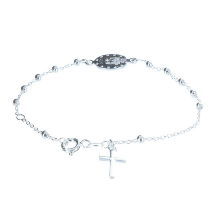 Palais du Rosaire Bracelet Argent | Bracelet Dizainier En Argent Avec Une Medaille Miraculeuse Et Un Pendentif Croix
