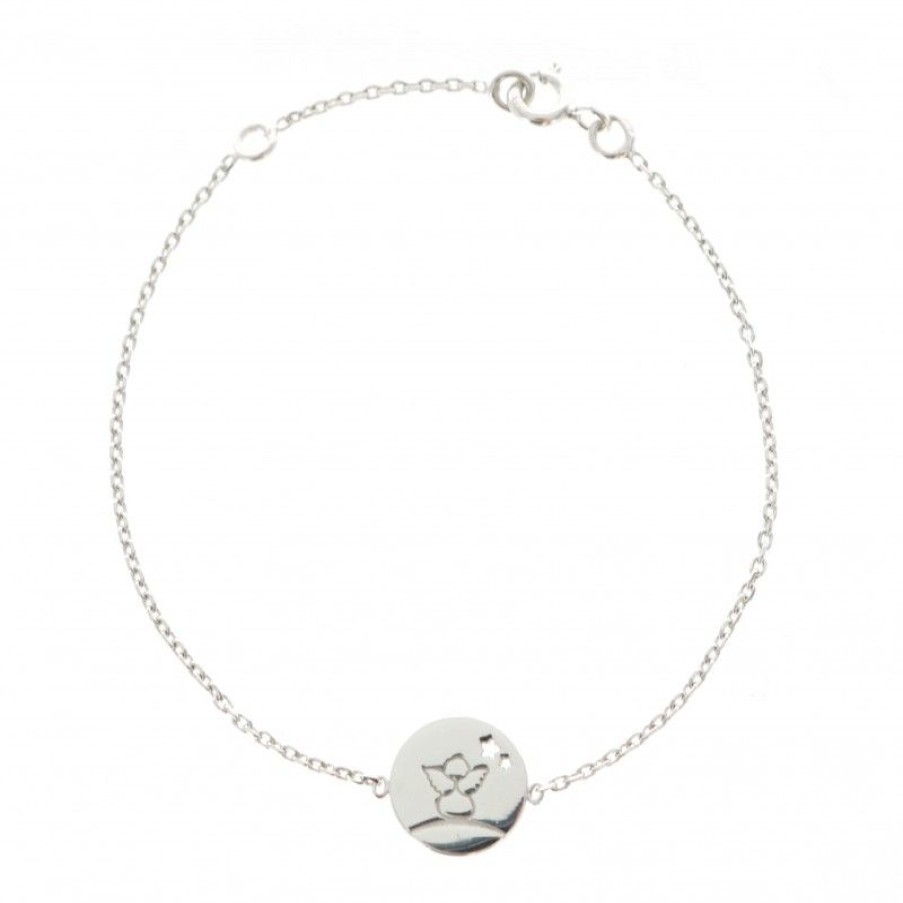 Palais du Rosaire Bracelet Argent | Bracelet Avec Un Ange En Argent De 16Cm